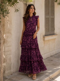 Vestido midi estampado con volantes - Imagen 2