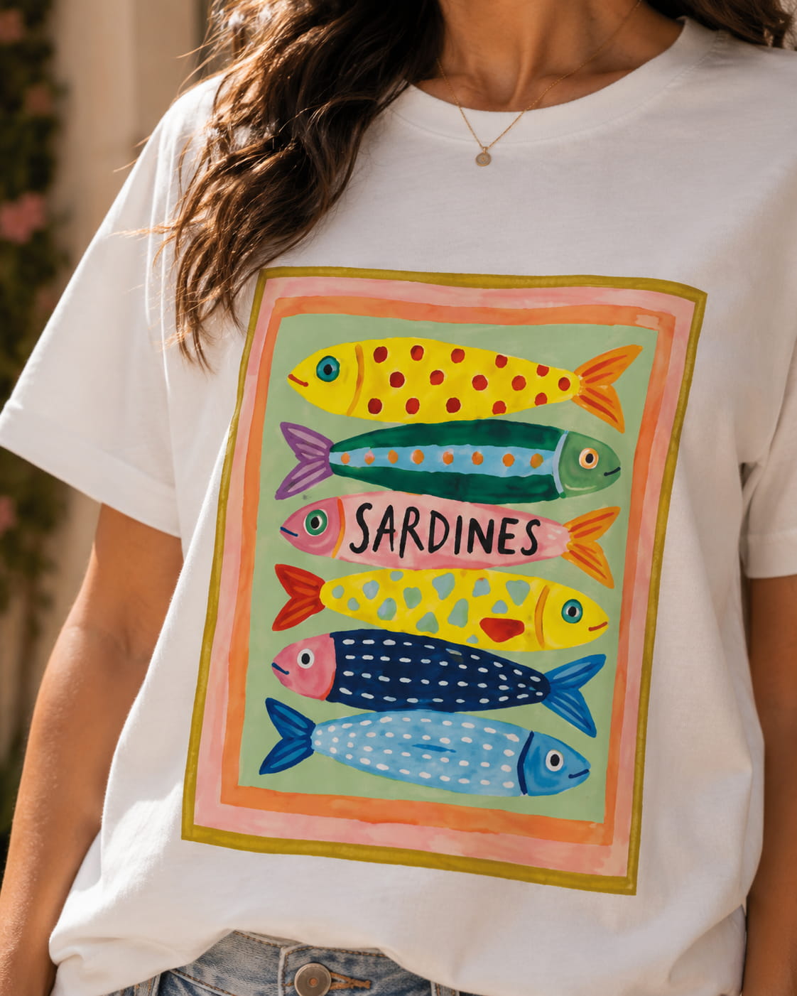 Camiseta estampada sardinas - Imagen 2