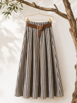 Falda midi rayas con cintura elástica - Imagen 2
