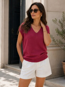 Jersey punto fino cuello pico