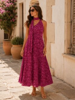 Vestido midi asimétrico estampado