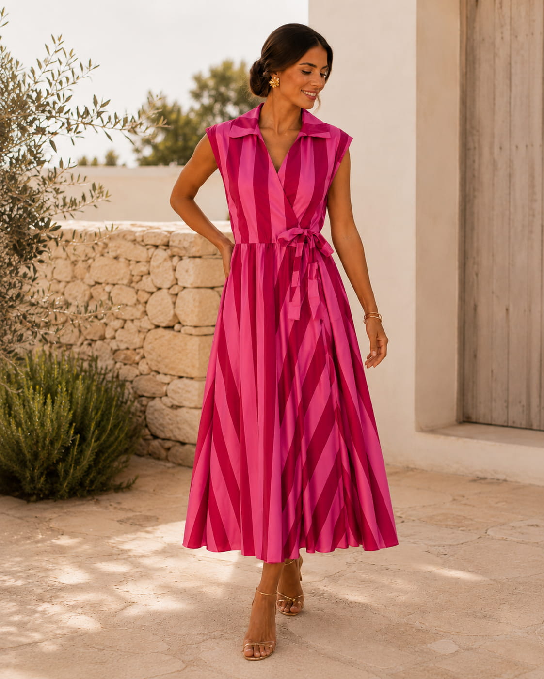 Vestido camisero cruzado de algodón - Imagen 3