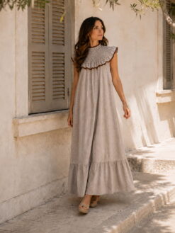 Vestido midi cuello nido de abeja - Imagen 2