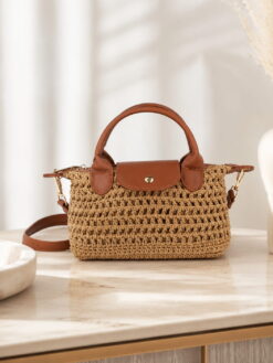 Bolso crochet con asa camel