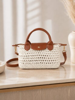 Bolso crochet con asa camel - Imagen 2